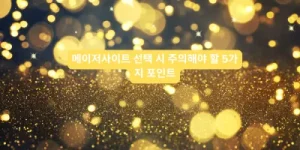 메이저사이트 선택 시 주의해야 할 5가지 포인트